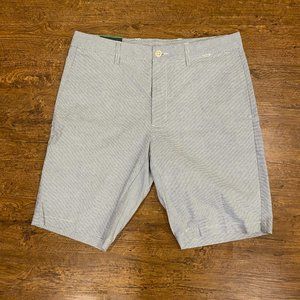 LINKSOUL Blue White Striped Casual Preppy Golf Chino Shorts Bermudas Men's 33x10